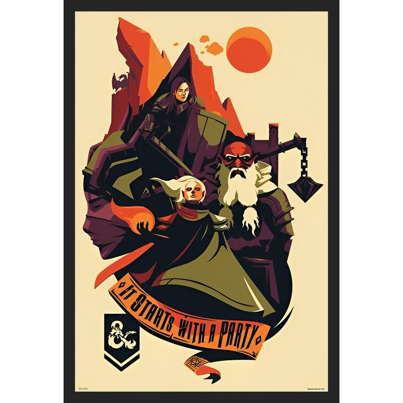 Dungeons & Dragons-Starts with a Party Framed Art Poster - 24 x 36 Inch