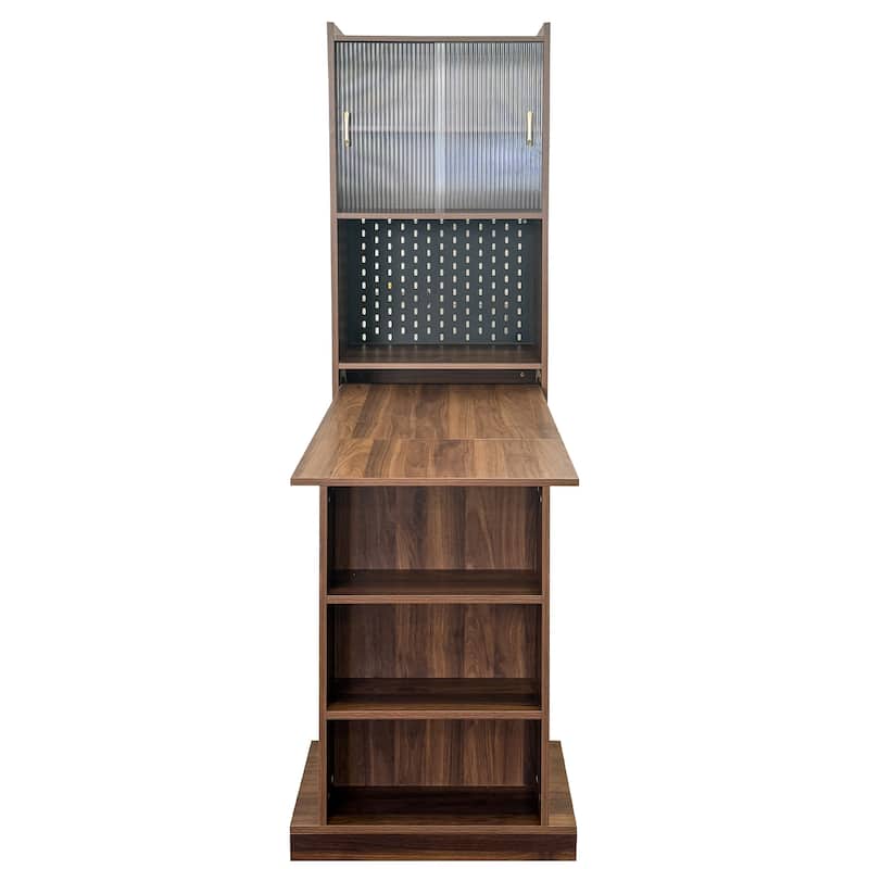 Roomfitters Folding Desk with Storage, Space-Saving Foldable Computer Desk for Home Office, Bedroom, or Apartment, Walnut