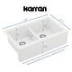 preview thumbnail 4 of 7, Karran All in One Apron Front Quartz 34 in. Double Bowl 50/50 Kitchen Sink in White with Faucet KKF220 in Matte Black