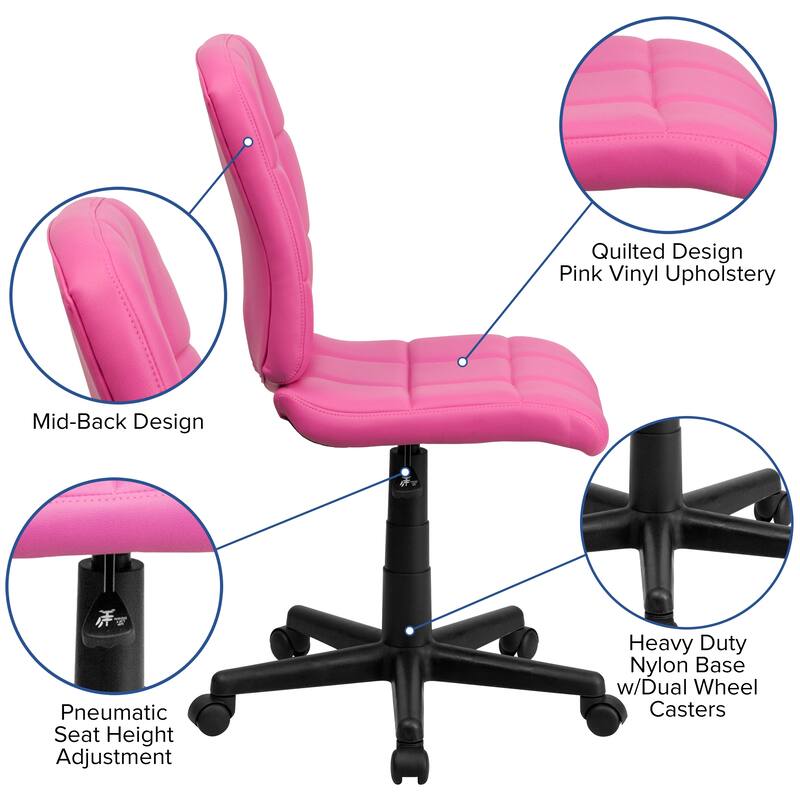 Mid-Back Quilted Vinyl Swivel Task Office Chair