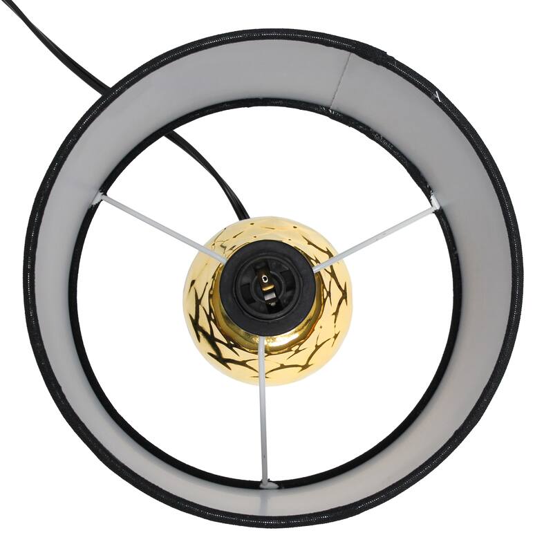 13.4 in. Gold Finish Table Lamp with Black Shade, Sturdy Table Lamp for Living Rooms and Bedrooms