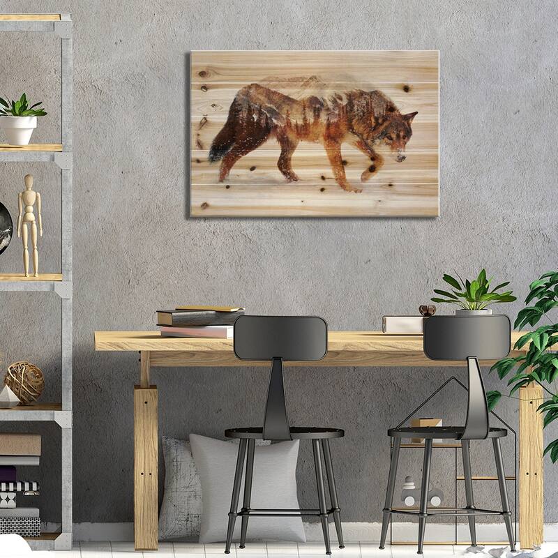 Arctic Wolf Print On Wood by Andreas Lie - Multi-Color
