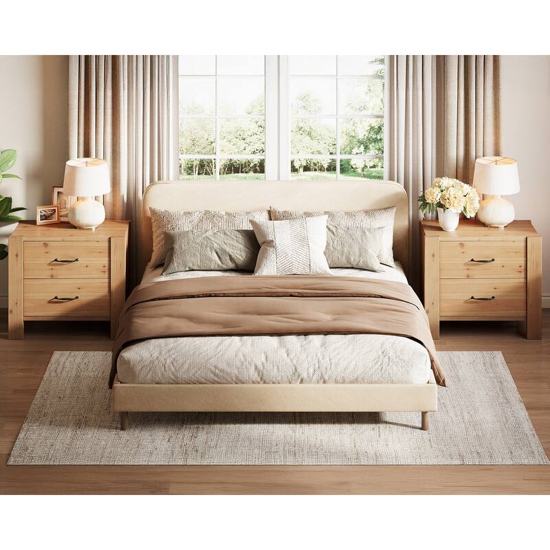 Solid Wood Nightstand with 2 Drawers