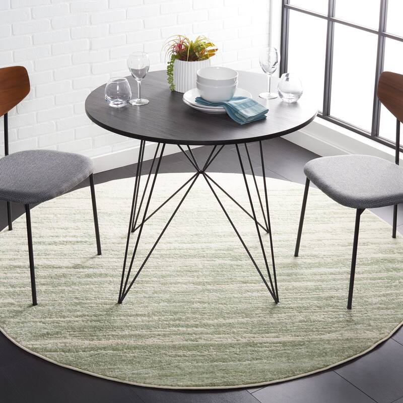 SAFAVIEH Adirondack Mieko Modern Ombre Distressed Area Rug - 6' Round - Sage/Ivory