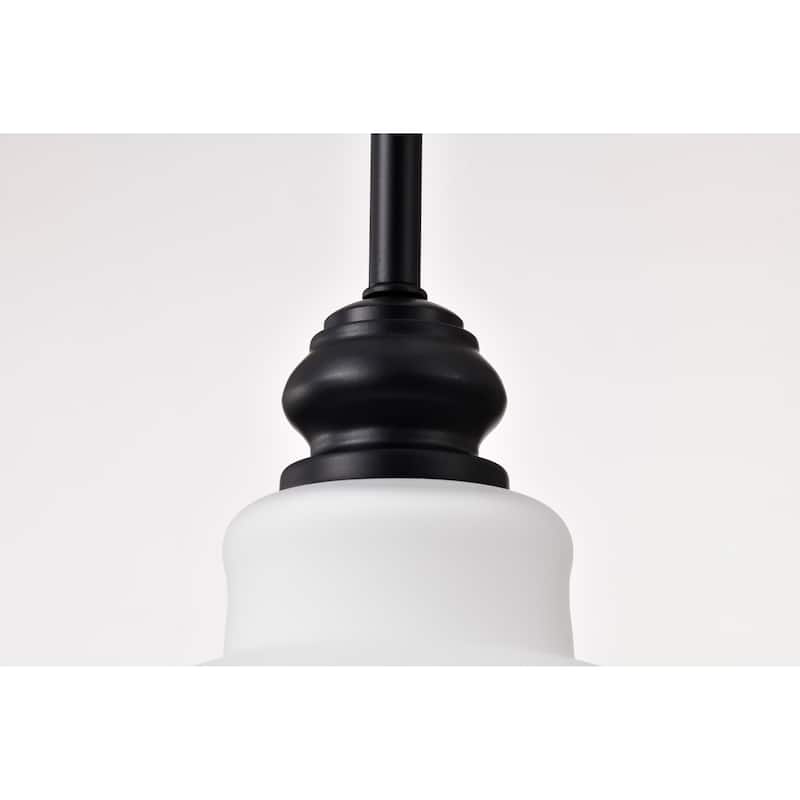 Russel 14 Inch Pendant Matte Black with Satin White Glass - Matte Black