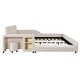 preview thumbnail 26 of 95, Velvet Grounded Bed Mother & Child Bed Platform Slat Bed Frame with Little Round Stool and Bedside Desk for Growing Child