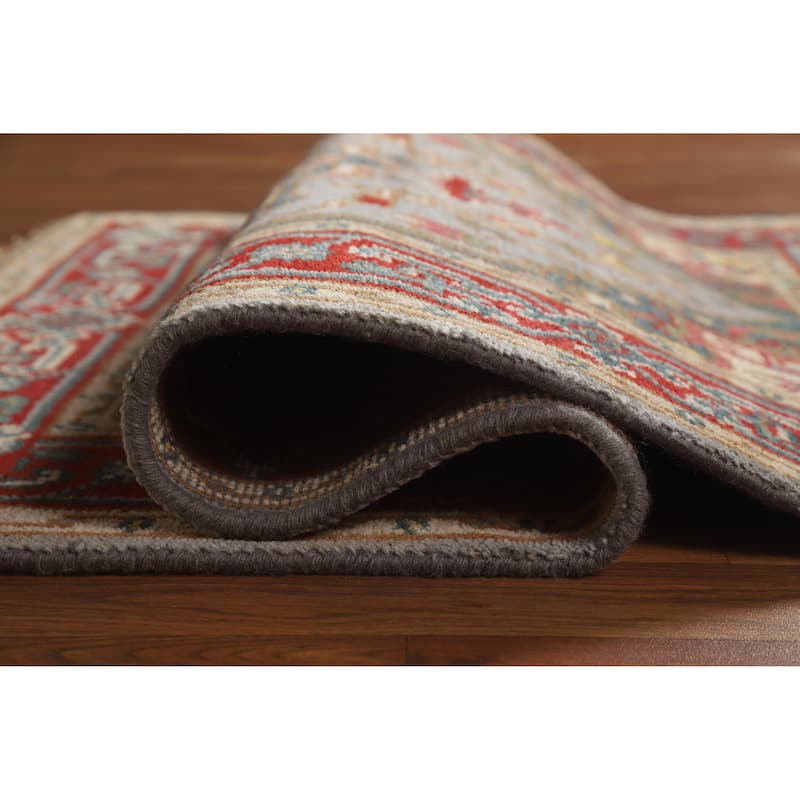 Hand Knotted Oriental 100% Wool Carpet Traditional Medallion Greys & Charcoal Heriz (serapi) Area Rug - 4' 10'' X 3' 0''