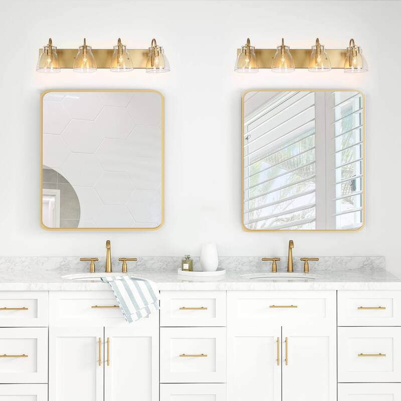Modern Gold 2/3/4-Light Bathroom Vanity Light Glass Wall Sconces