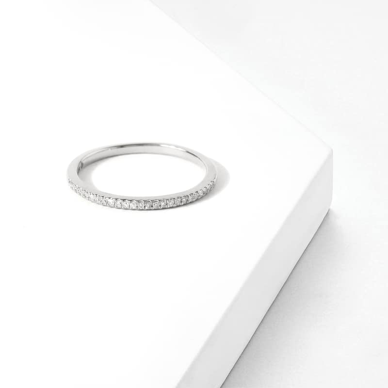 1/10ct TDW Diamond Studded Anniversary Band in 10K White Gold for Women