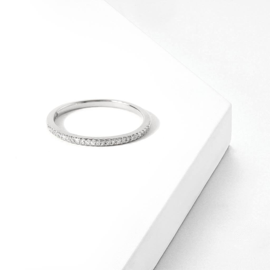 1/10ct TDW Diamond Studded Anniversary Band in 10K White Gold for Women