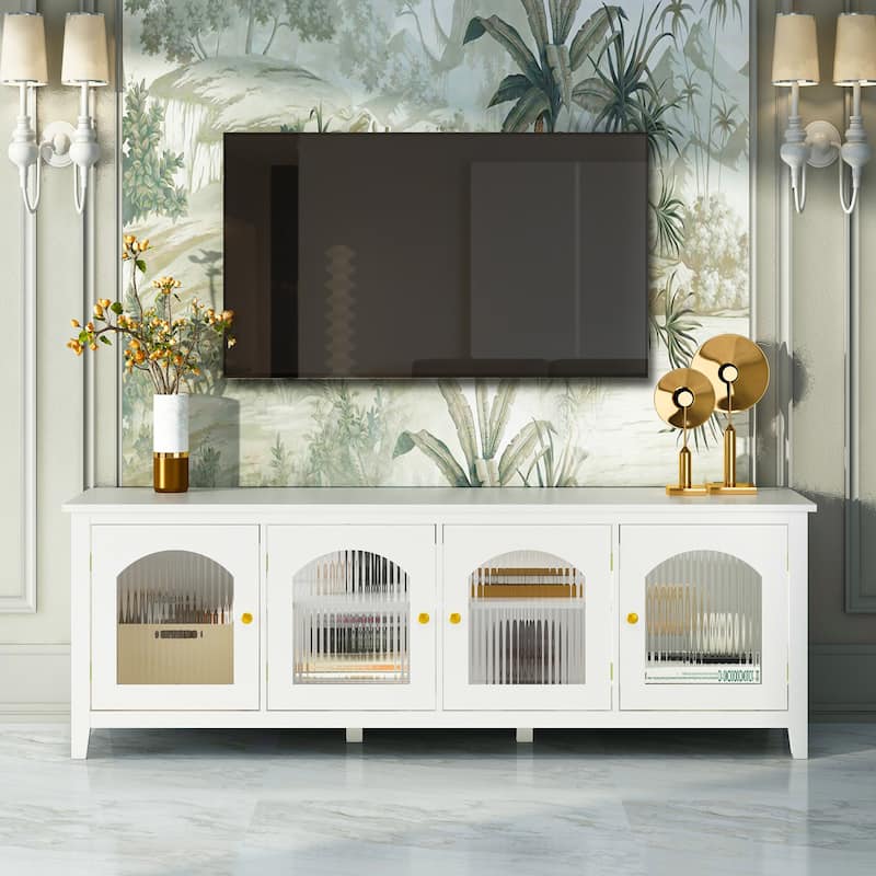 71-inchstylishTVcabinet Entertainment CenterTV stand,TVConsoleTable, Media Console,solidwood frame,Changhong glass door