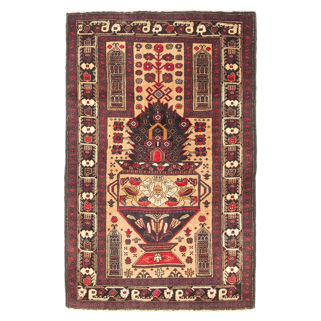 ECARPETGALLERY Hand-knotted Teimani Beige Wool Rug - 3'1 x 4'9