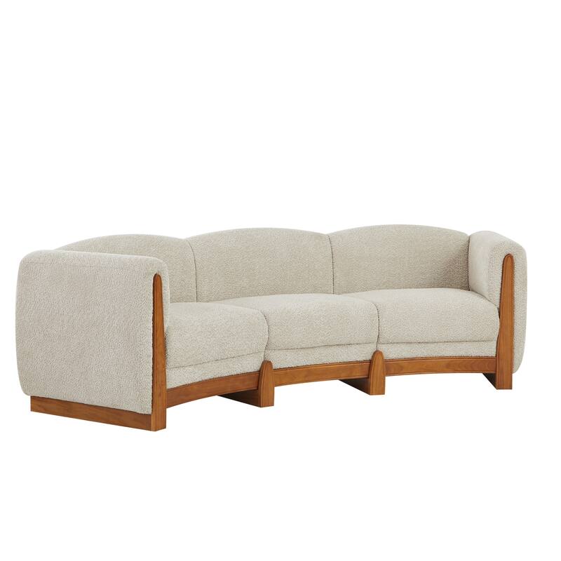 Christopher Knight Home - Curved 3-Seater 106.5" Upholstered Sofa with Solid Wood Frame
