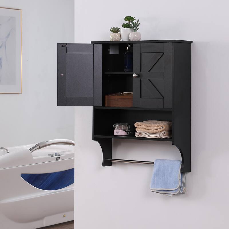 Over The Toilet Storage Cabinet, Farmhouse Medicine Cabinet with 2 Door and Adjustable Shelves, for Bathroom, Living Room