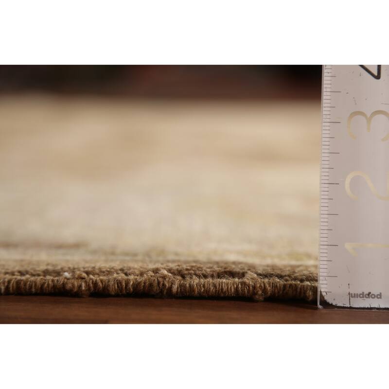 Vegetable Dye Brown Peshawar Oriental Area Rug Handmade Wool Carpet - 9'0"x 11'10"