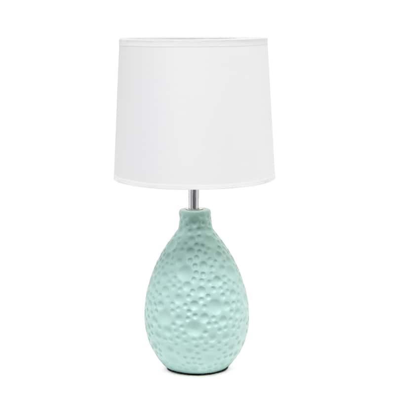 14.17" Textured Tear Drop TableLamp with White Fabric Shade - Blue