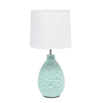 14.17" Textured Tear Drop TableLamp with White Fabric Shade