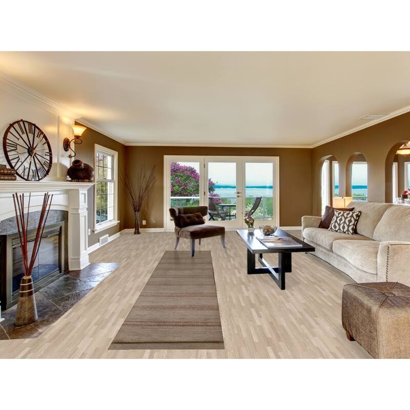 Hand Knotted Oriental 100% Wool Carpet Modern Stripe Greys & Charcoal Modern Runner Rug - 13' 3'' X 2' 7''