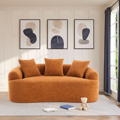 Modern Minimalist 2-Seater Frame-Free Compressed Chenille Upholstered Loveseat Sofa