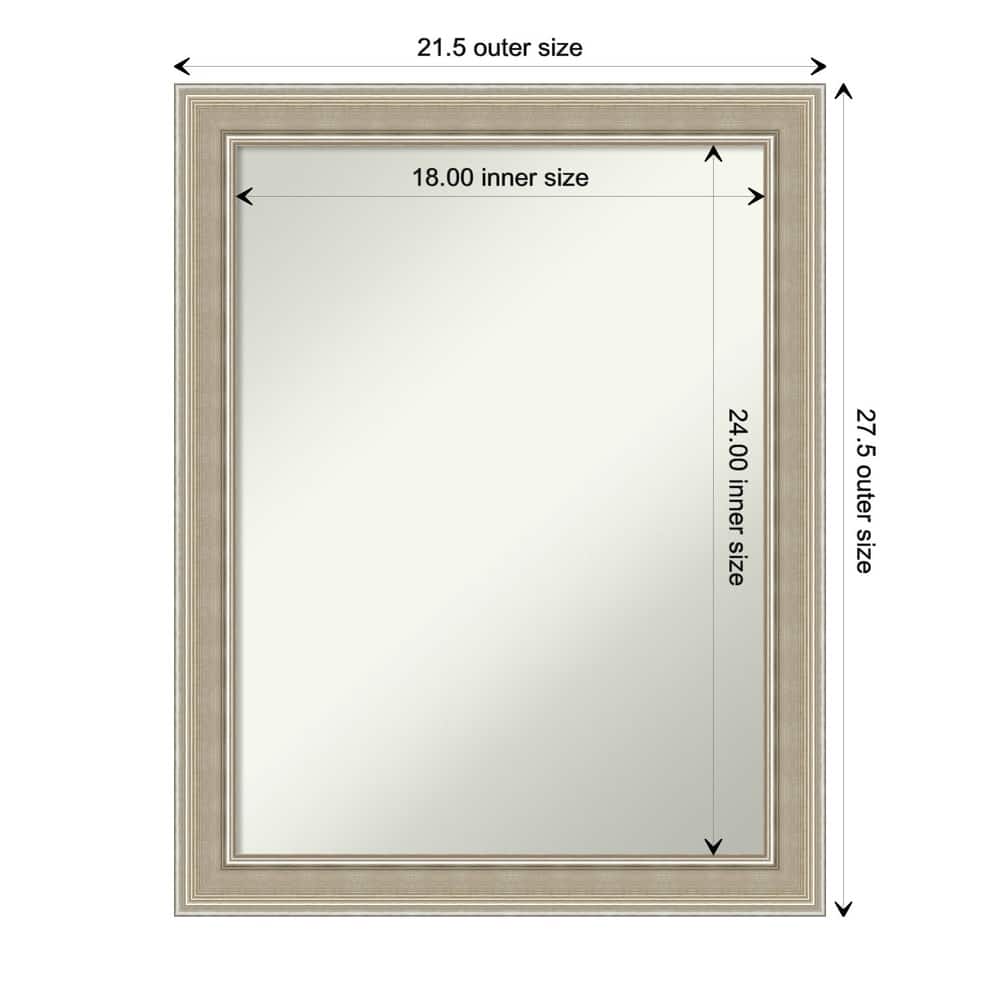 Mezzo Silver Non-Beveled Wood Framed Bathroom Vanity Wall Mirror - Mezzo Silver