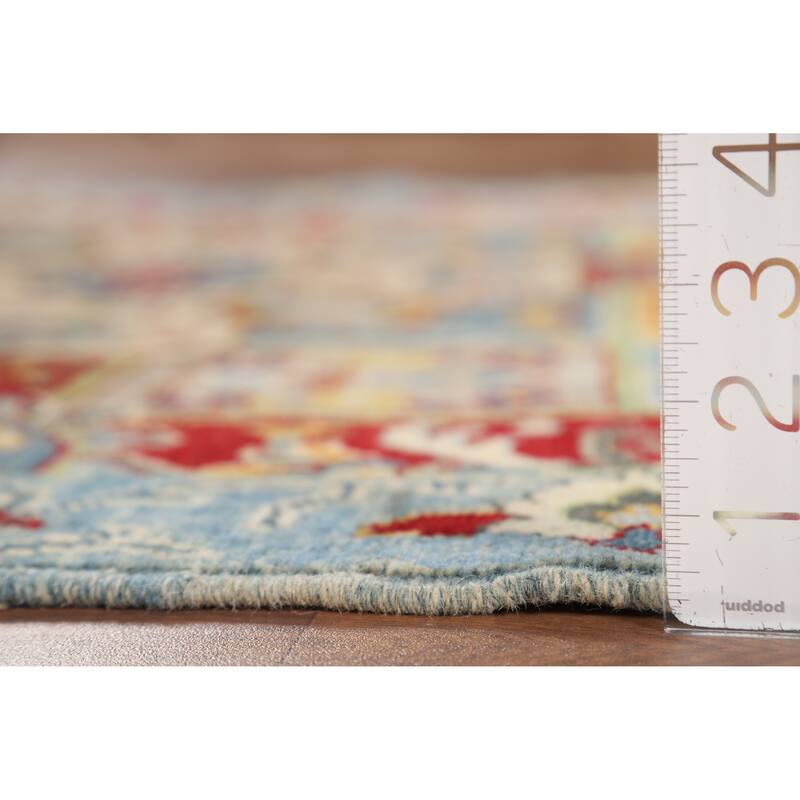 Garden Design Kazak Accent Rug Hand-Knotted Blue Wool Carpet - 4'0" x 5'10"