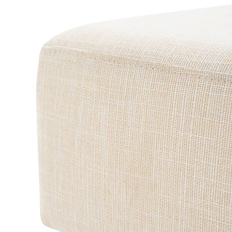 Rectangular Upholstered Ottoman Bench with Linen Fabric and Solid Wood Legs