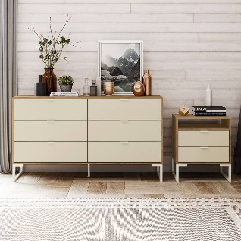 Kappesberg New Collins 2-Piece Bedroom Set, 6-Drawer Dresser & One (1) 2-Drawer Nightstand