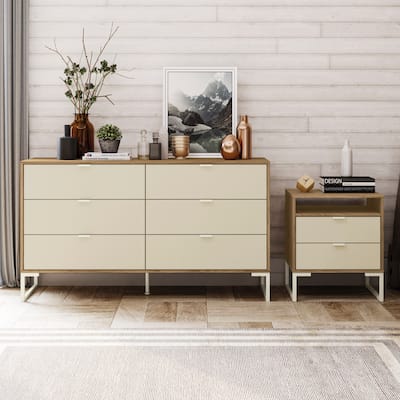 Kappesberg New Collins 2-Piece Bedroom Set, 6-Drawer Dresser and One 2-Drawer Nightstand