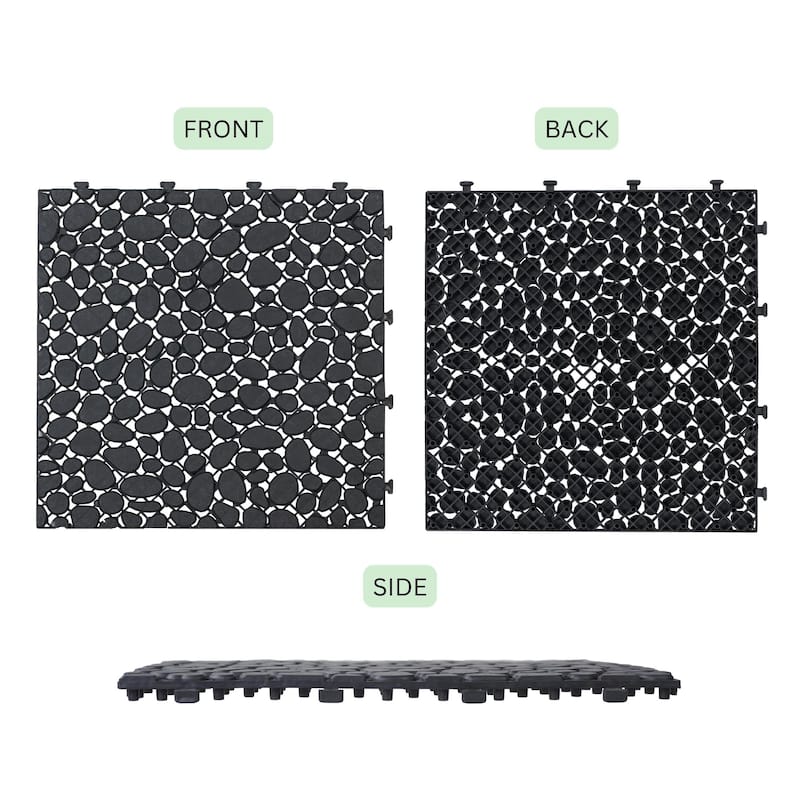 12 x 12 Inch Interlocking Deck Tiles Plastic Waterproof Outdoor All Weather Anti-slip Weight Capacity Upto 440 LBS, Pack of 12