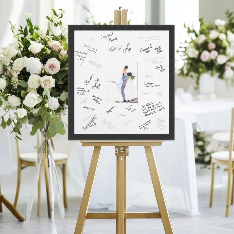 Mezzanotte Signature Mat Picture Frame - Autograph Photo Frame Guest Book Alternative for Weddings, Graduations, or Retirement - 8x10