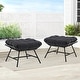 preview thumbnail 10 of 22, FINCATI Outdoor Wicker Ottoman (Set of 2) with Cushions Boho Patio Metal Frame Footrest for Porch, Balconies Dark Grey