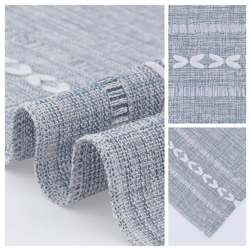 Rustic Placemats Set of 6 Cotton and Linen Placemats for Dining Table Decor Indoor Outdoor Kitchen Table Mat - 20*12in - Blue
