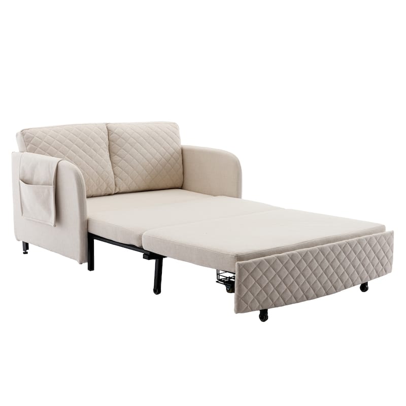 Modern Velvet Loveseat Couch with Pull Out Bed