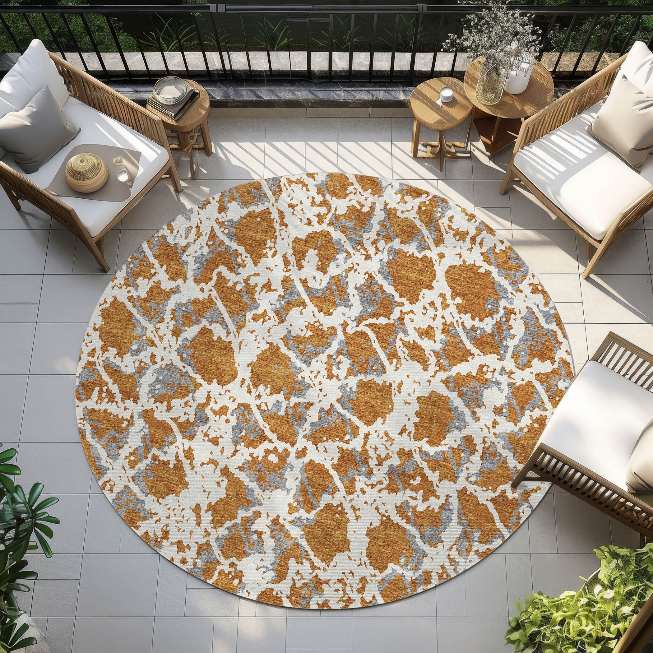 Machine Washable Indoor/ Outdoor Abstract Modern Chantille Rug