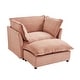 preview thumbnail 18 of 24, Modern Chenille Armchair with Plush Cushions and Movable Ottoman by Harper&Bright Designs