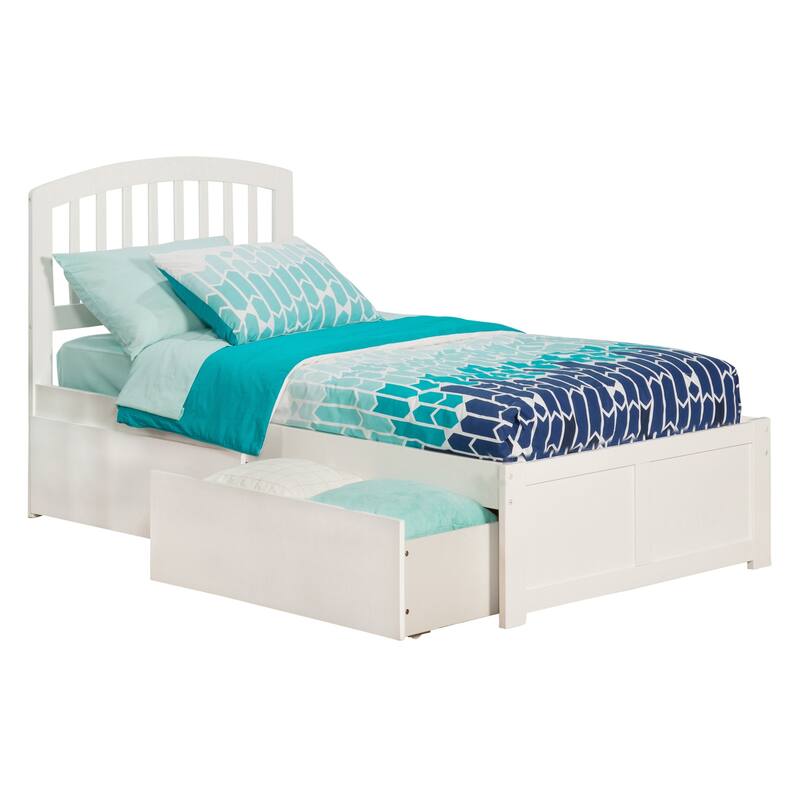 Twin XL Platform Bed with Drawers - Modern Design, White Finish, Underbed Storage