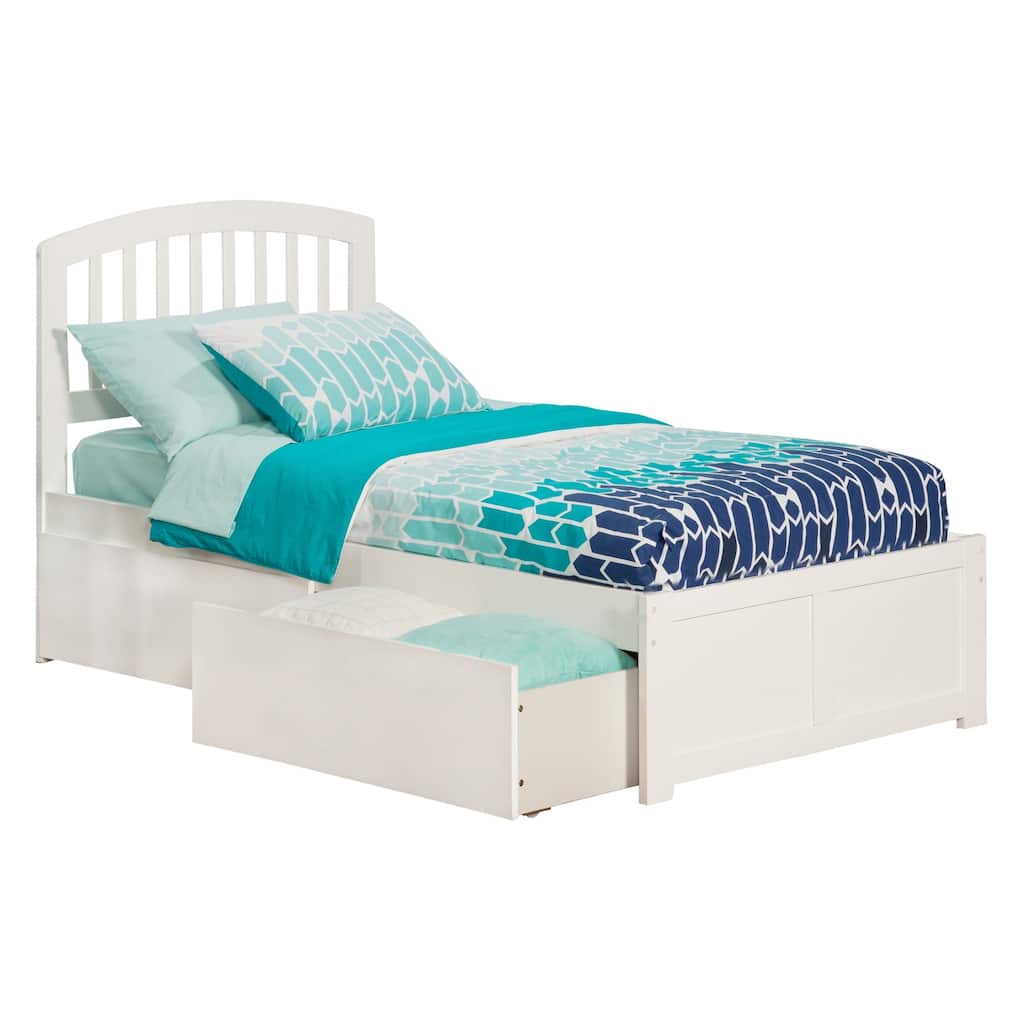 Twin XL Platform Bed with Drawers - Modern Design, White Finish, Underbed Storage