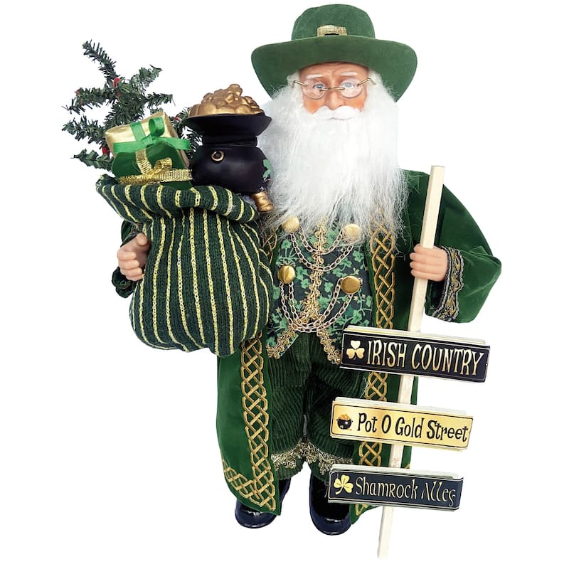 15" Pot O' Gold Irish Santa