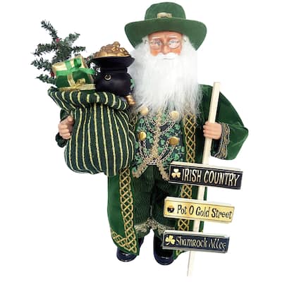 15" Pot O' Gold Irish Santa