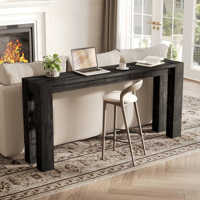 Solid Wood Console Table 70.9-Inch Long Narrow Sofa Table Behind Couch