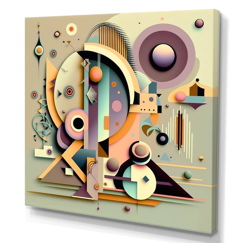 Designart 'Pastel Art Deco II' Modern Canvas Wall Art Bed Bath