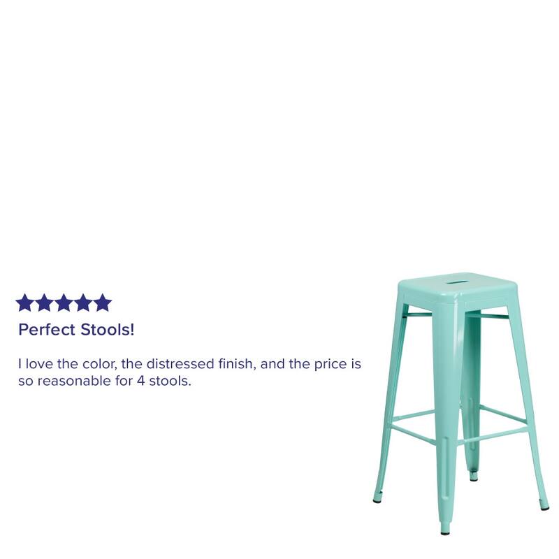 4 Pack 30" High Backless Metal Indoor-Outdoor Barstool with Square Seat