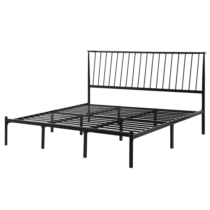 Bliss Metal Platform Bed with Curved Metal Headboard by iQ Modern - Black - King