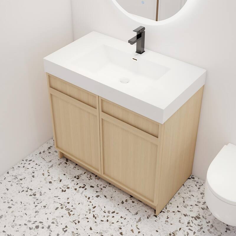 Malwee 30"/36"/48"/60" Bathroom Vanity with Sink, FreeStanding Vanity with Soft Close Doors and adjustable shelf