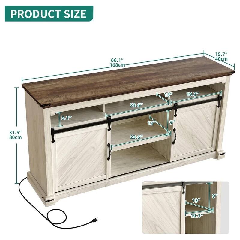 TV Stand with Power Outlet & LED Light For 75/70765 inch - 65 inches
