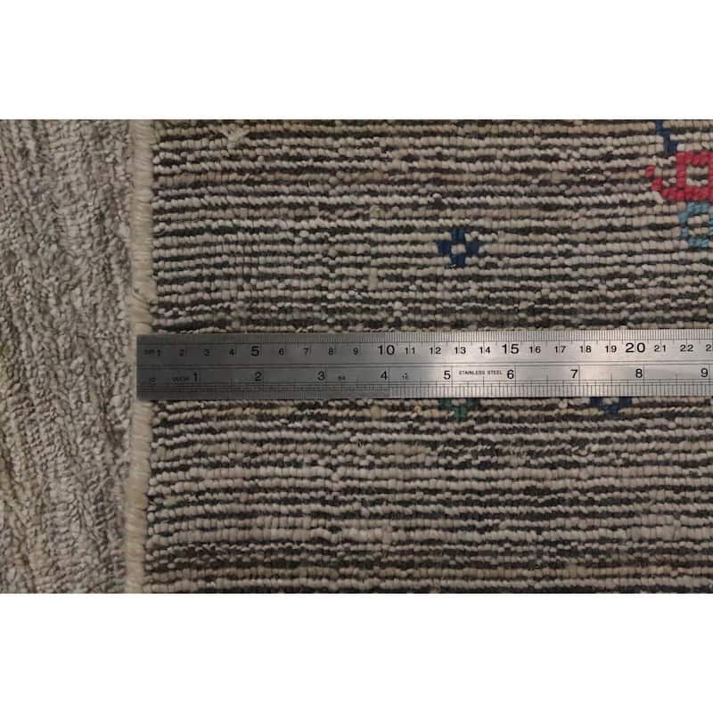 Hand Knotted Oriental Viscose Silk Carpet Tribal Animal Pictorial Beige & Ivories Gabbeh Area Rug - 12' 1'' X 9' 0''