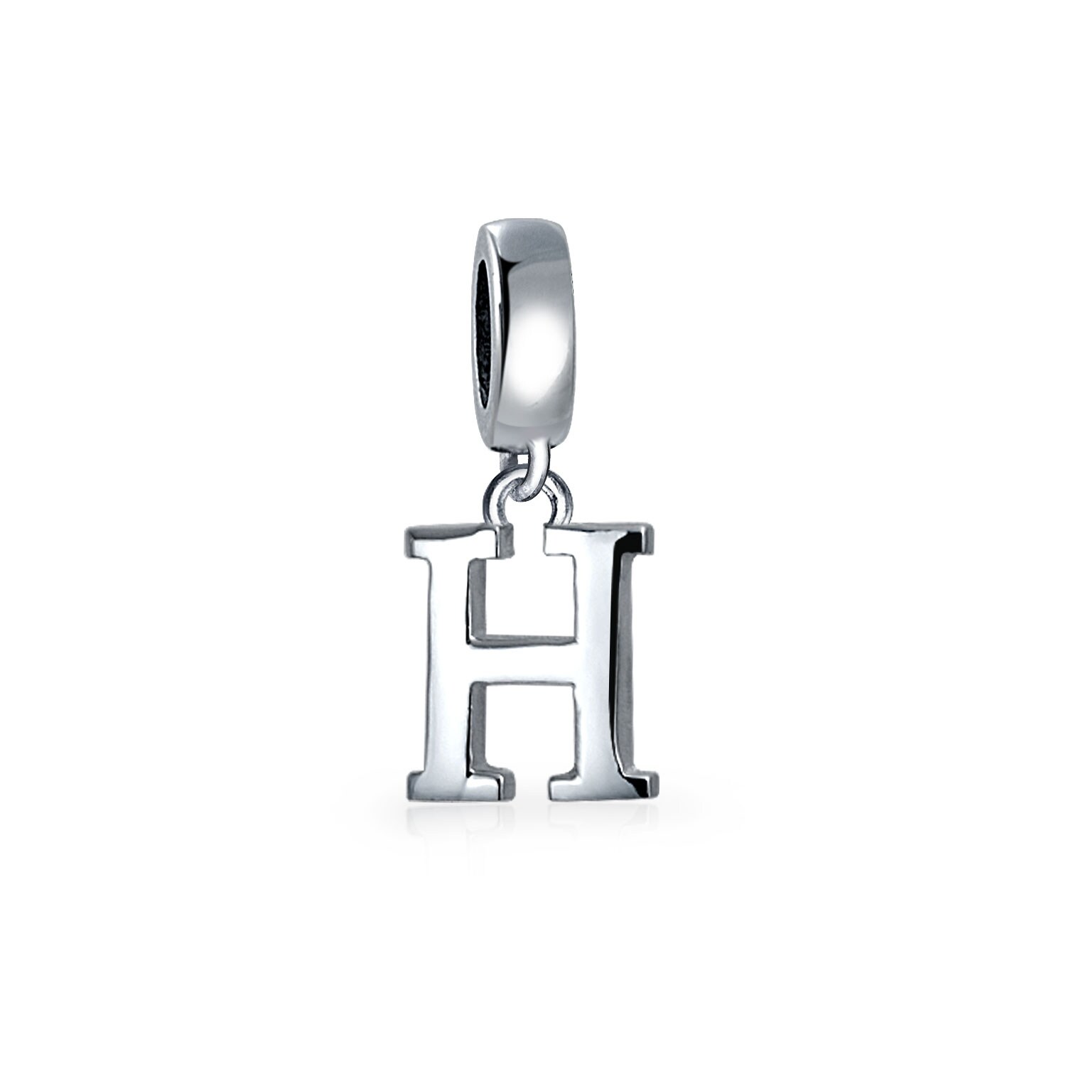 Shop Bling Jewelry 925 Sterling Silver Alphabet Block Letter H Dangle Bead Overstock 17988217