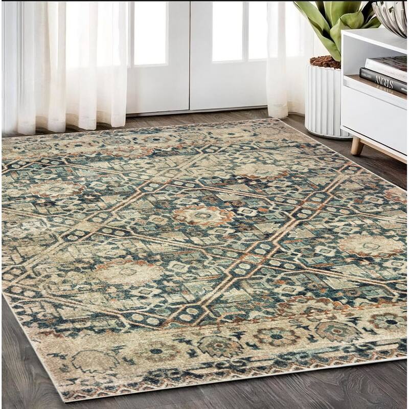 HomeRootsGeometric Bohemian Rectangle Area Rug - 90.55' X '62.99' X '0.32