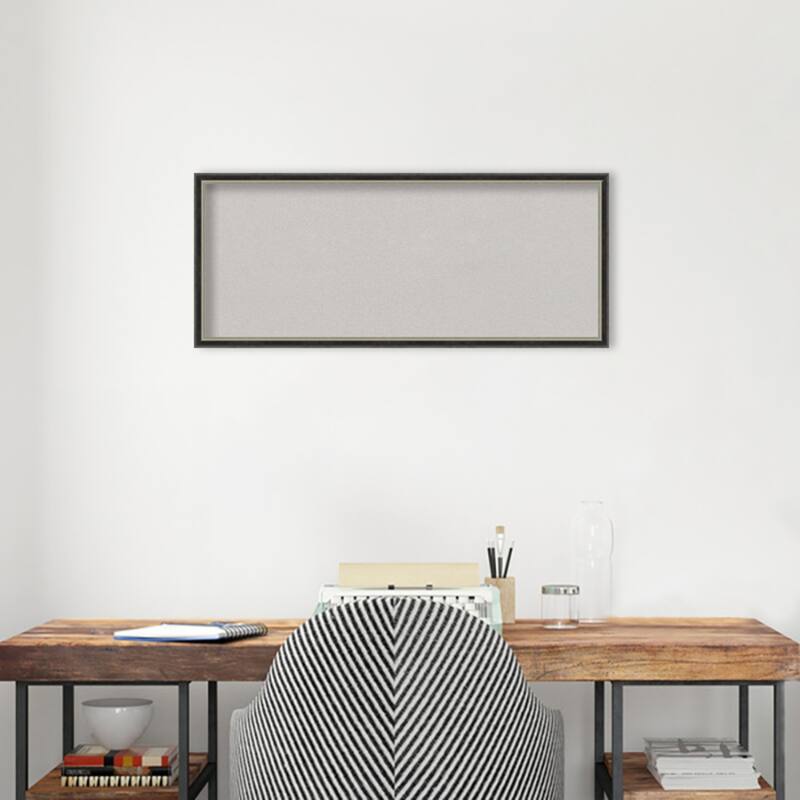 Theo Narrow Wood Framed Grey Corkboard Bulletin Board
