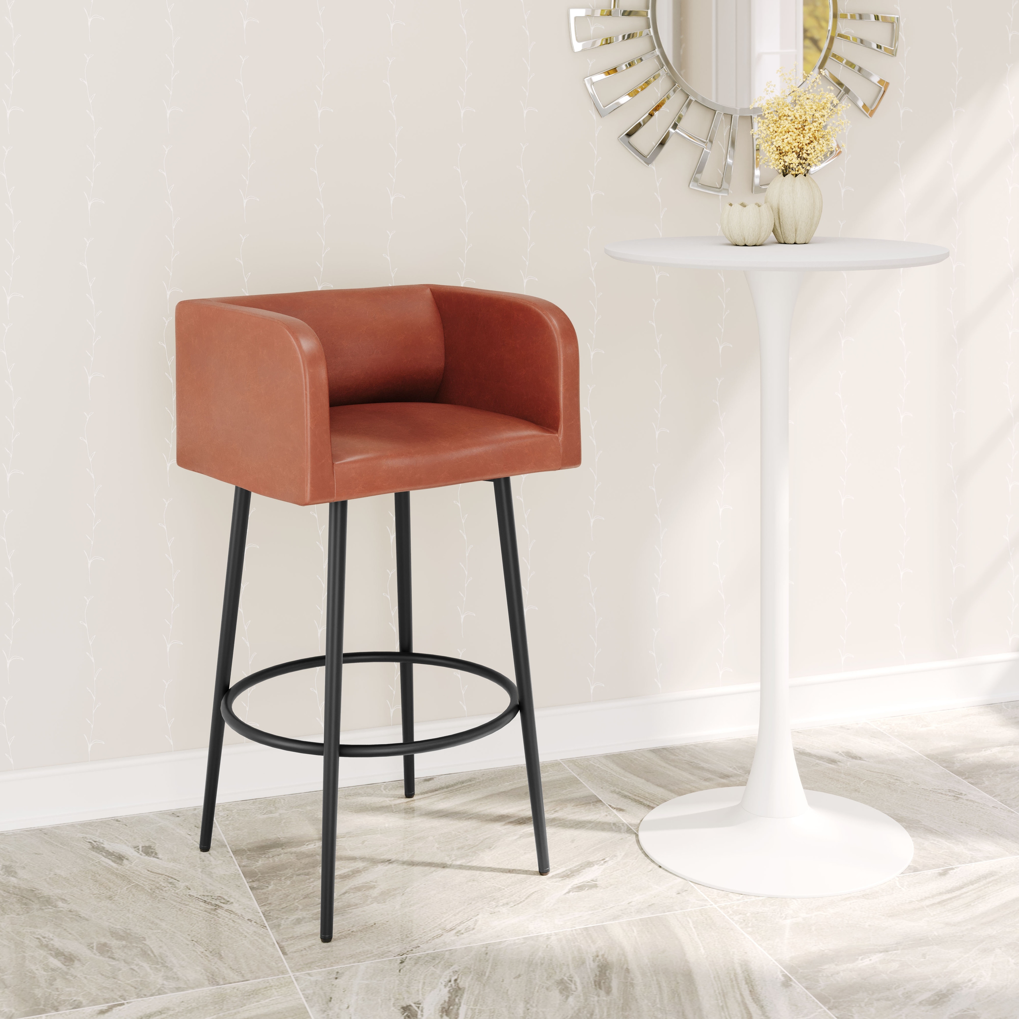 Limay Counter Stool Beige & Walnut